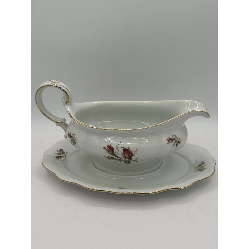 Vintage Antique Haviland Germany Bavaria Rose Gravy Boat And Underplate New